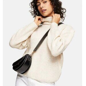 Topshop Camel Roll Knitted Turtleneck Sweater, L (12), NWOT